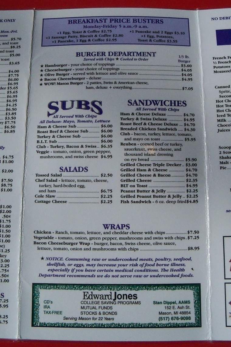 Mason Depot Diner - Mason, MI menu_pic