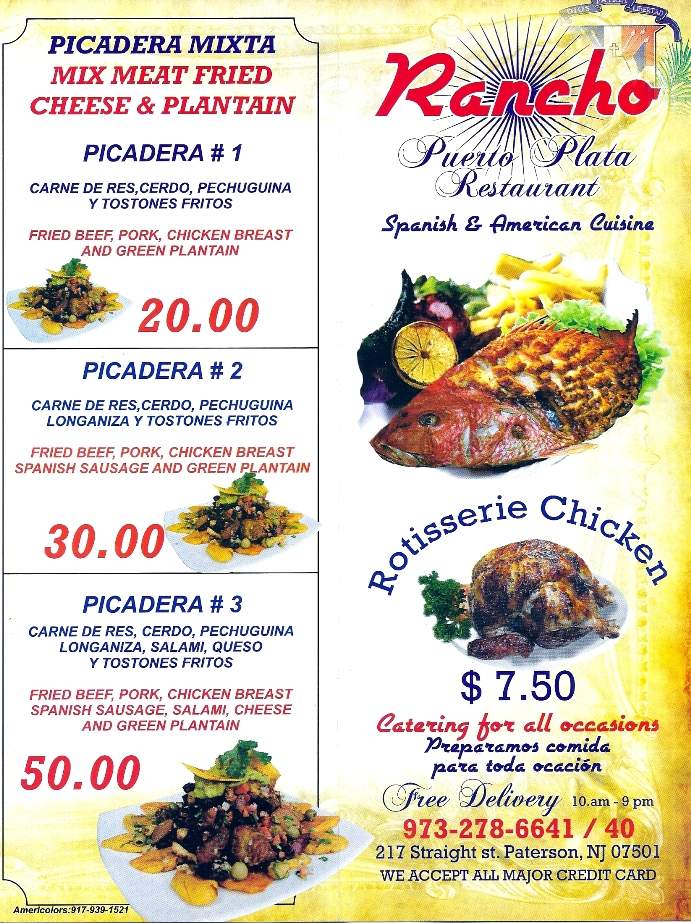 Puerto Plata Restaurant - Paterson, NJ menu_pic