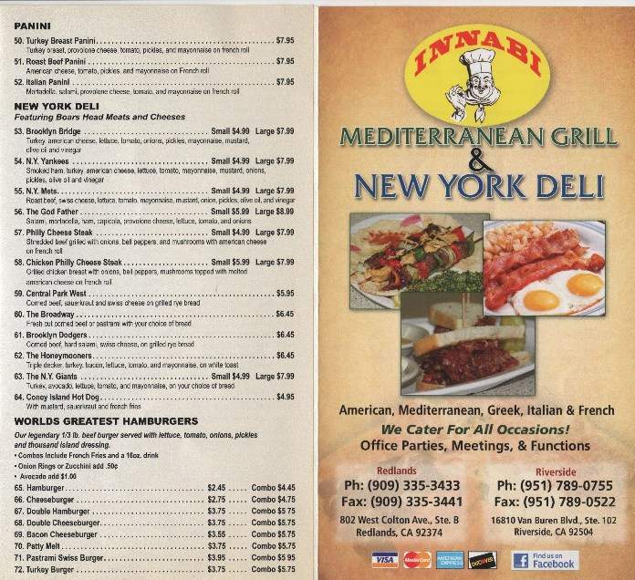 Innabi Mediterranean Grill New York Deli - Riverside, CA