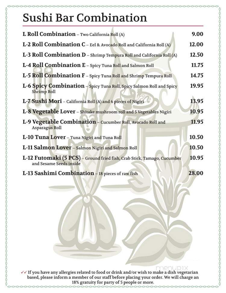 Fuji San - Cockeysville, MD menu_pic