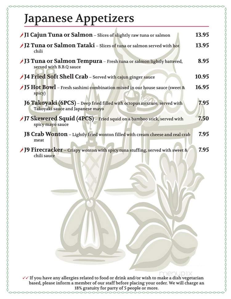 Fuji San - Cockeysville, MD menu_pic