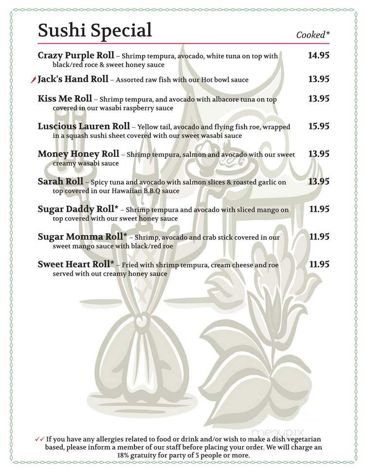 Fuji San - Cockeysville, MD menu_pic
