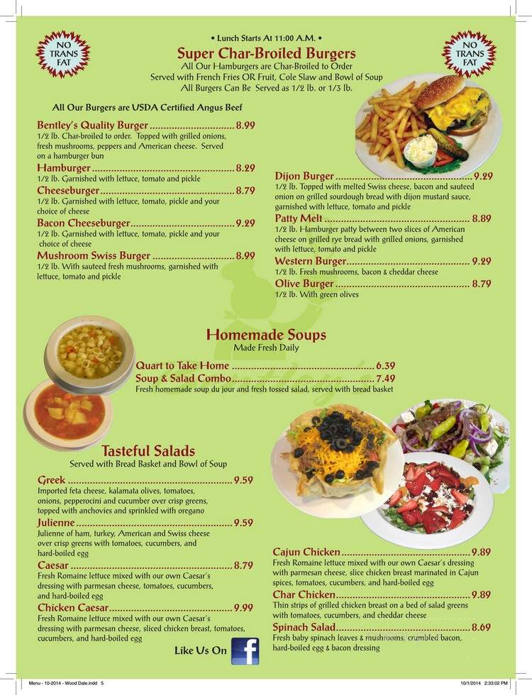 Bentley's Pancake House - Wood Dale, IL menu_pic