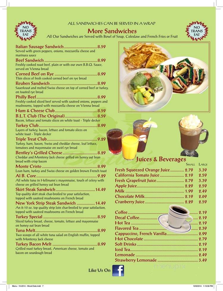 Bentley's Pancake House - Wood Dale, IL menu_pic