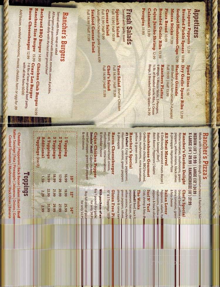Ranchers Sports Bar & Grill - Hinton, AB menu_pic