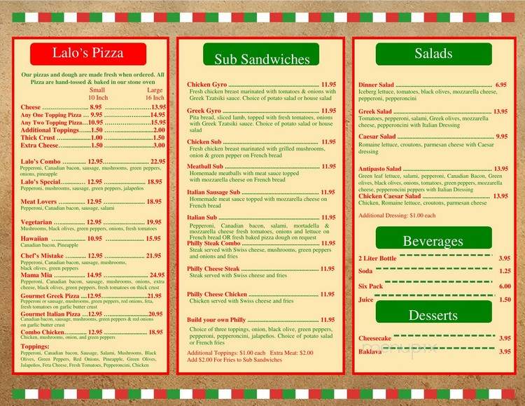 Lalo's Pizza Take Out - Anchorage, AK menu_pic