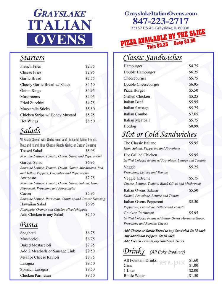 Grayslake Italian Ovens - Grayslake, IL menu_pic