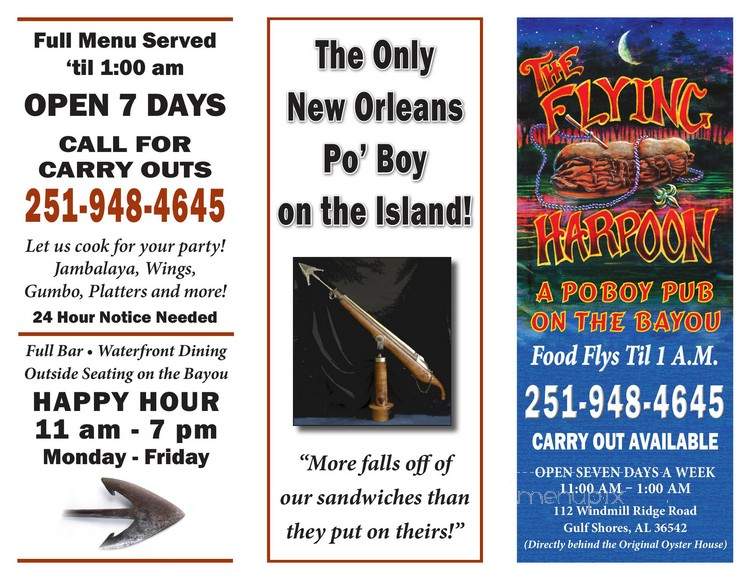 The Flying Harpoon - Gulf Shores, AL menu_pic