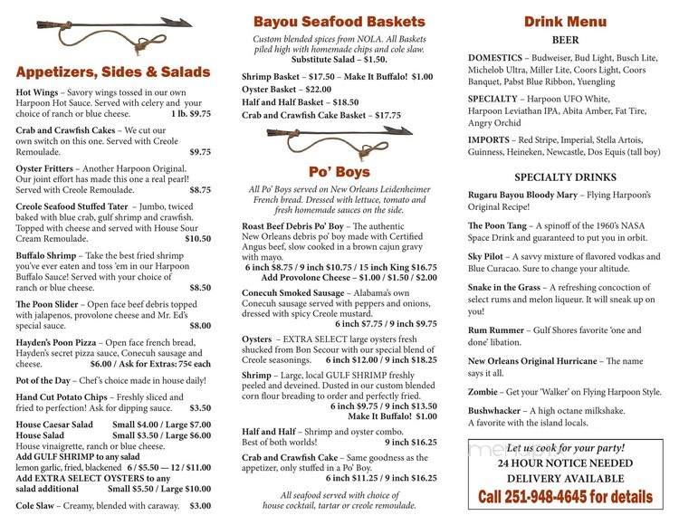 The Flying Harpoon - Gulf Shores, AL menu_pic