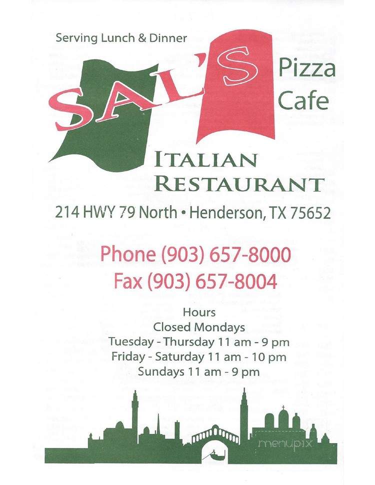 Sal's Pizza Cafe Italian Restaurant - Henderson, TX