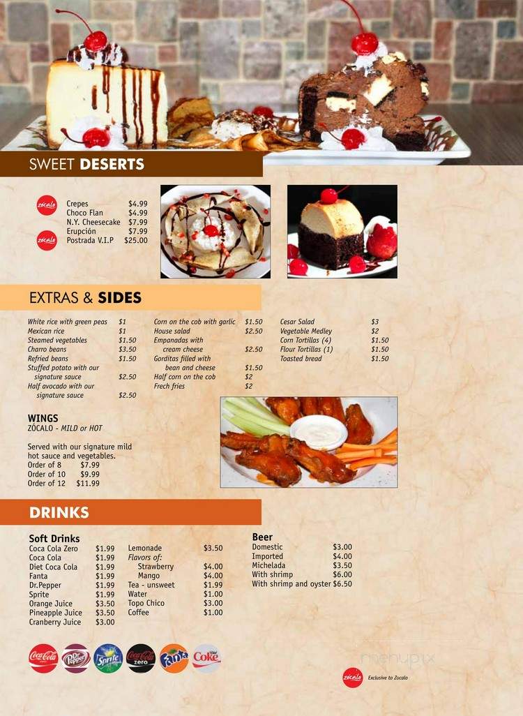 Zocalo Bar & Grill - Brownsville, TX menu_pic