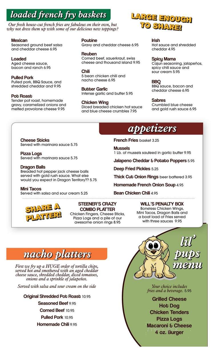 Steener's Pub - Bemus Point, NY menu_pic