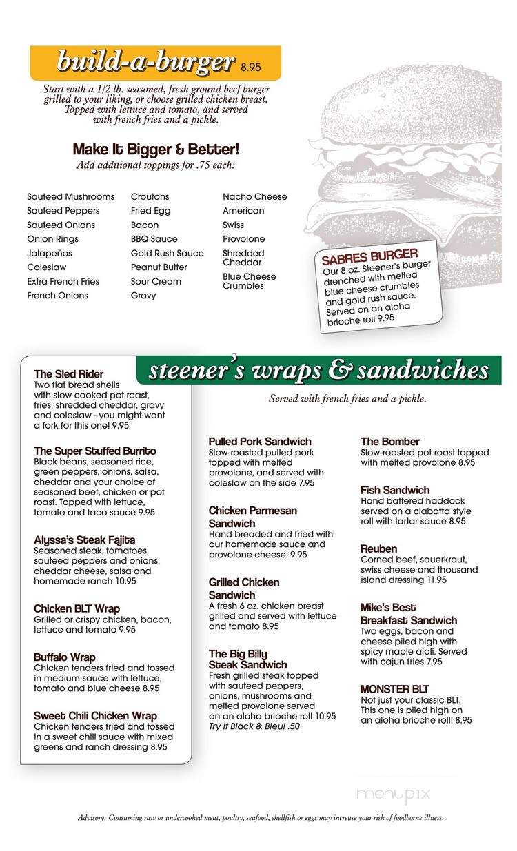 Steener's Pub - Bemus Point, NY menu_pic