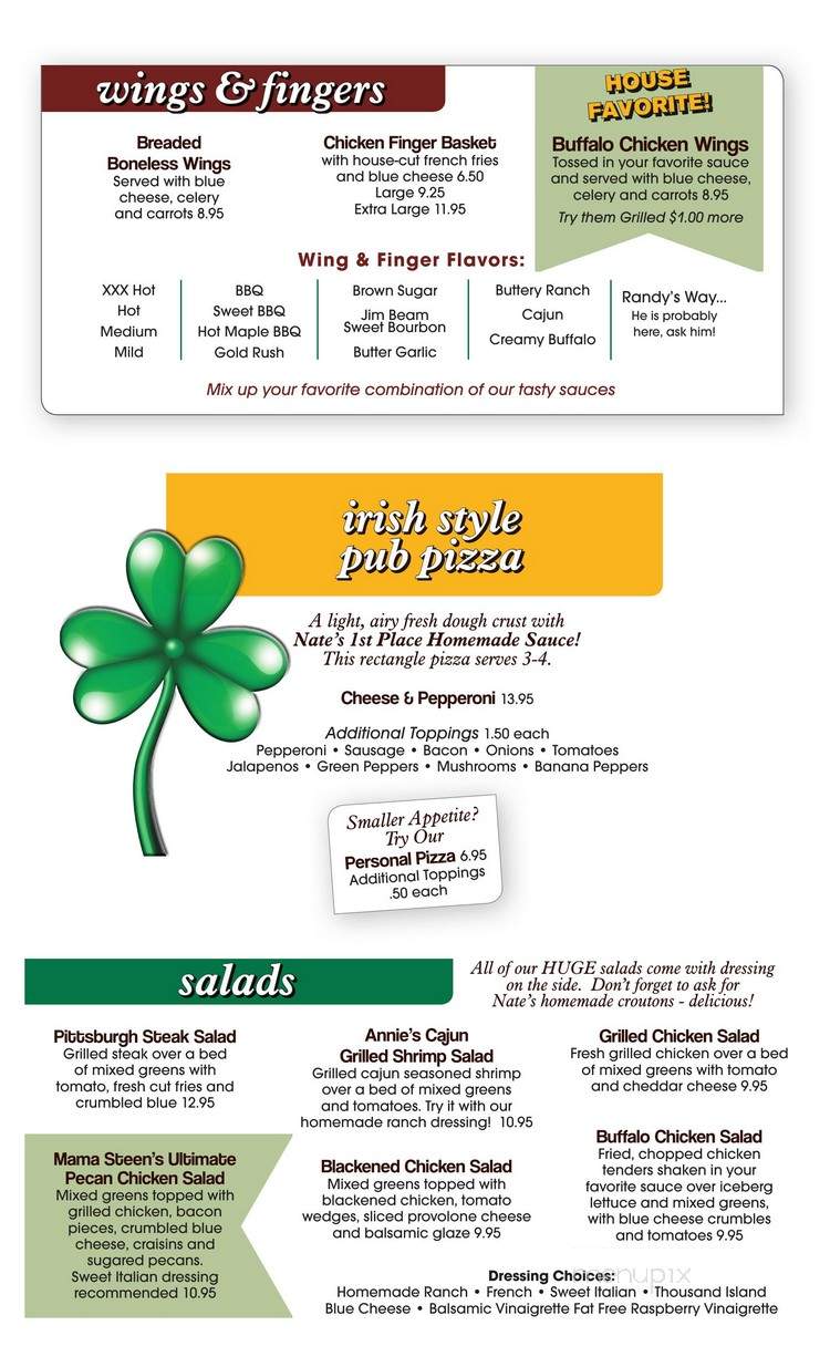 Steener's Pub - Bemus Point, NY menu_pic