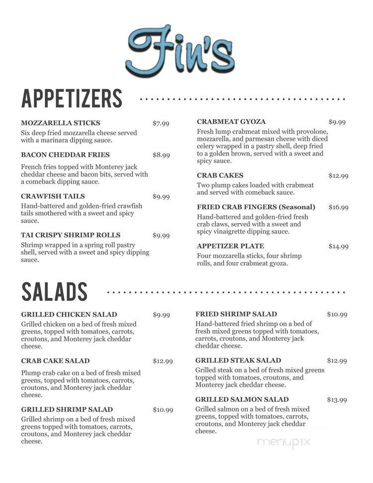 Fin's Seafood & Steak - Flowood, MS menu_pic