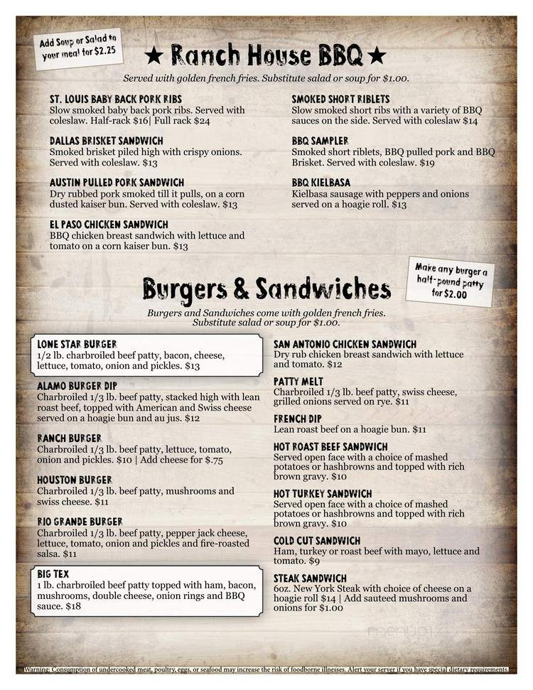 Lone Star Ranch House - Yakima, WA menu_pic