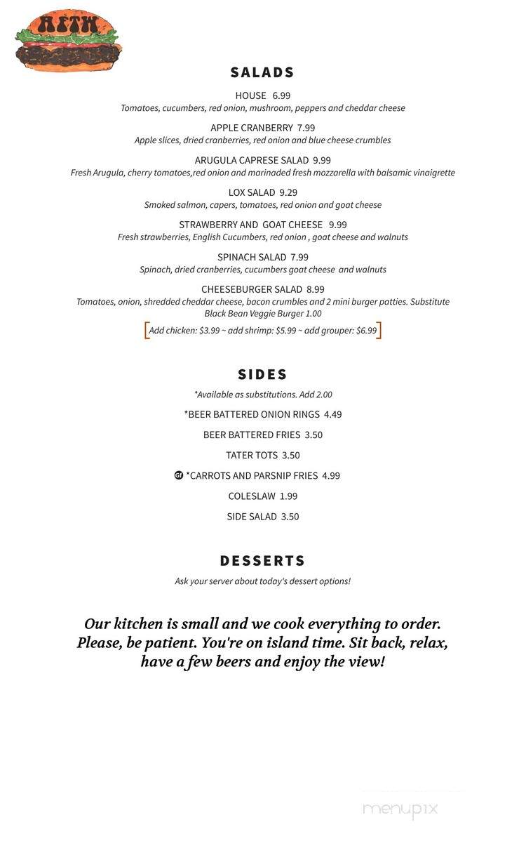 Away from the World Cafe - Cedar Key, FL menu_pic