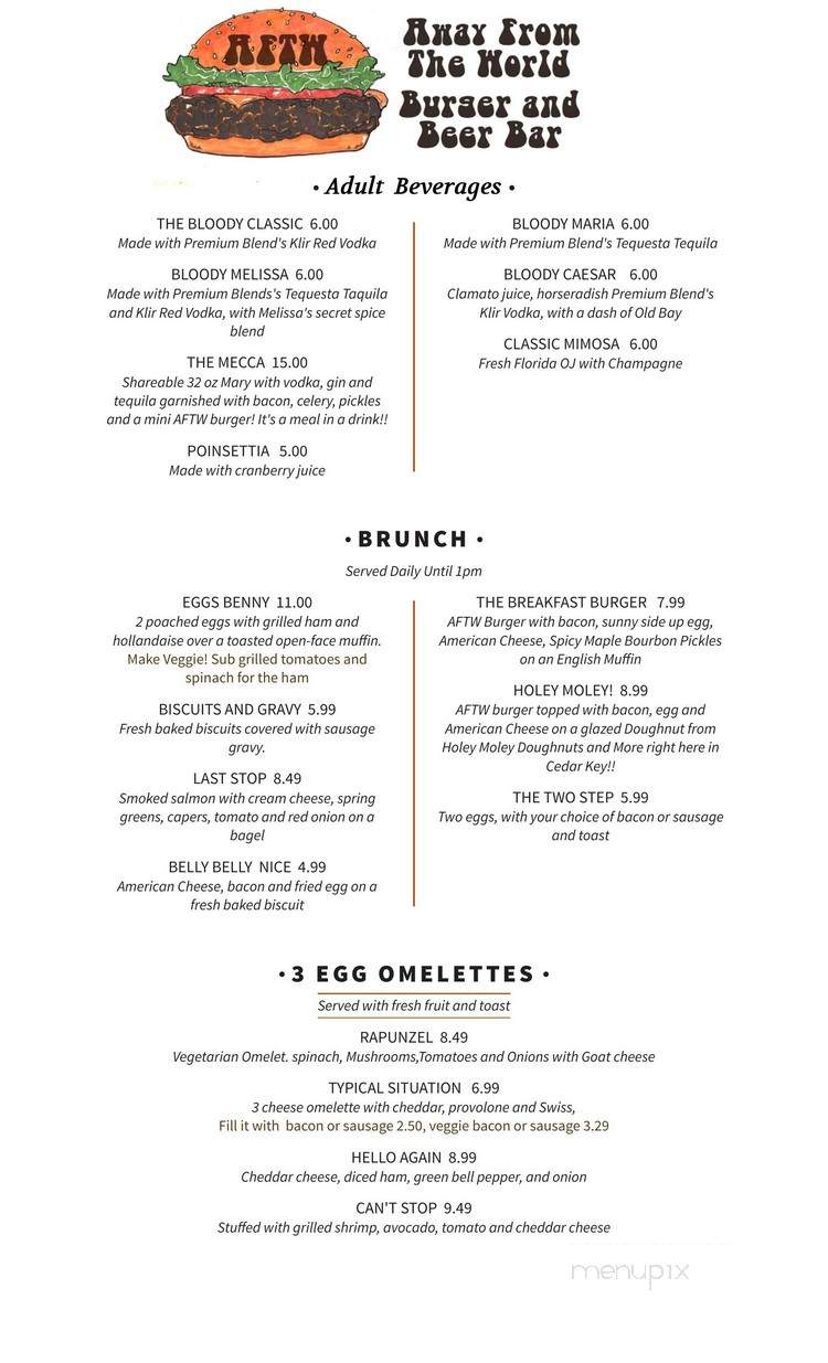 Away from the World Cafe - Cedar Key, FL menu_pic