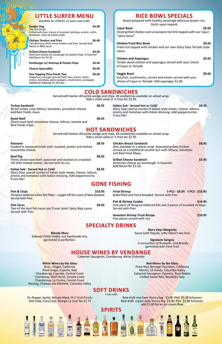 Glory Days Beachside Grill - Seal Beach, CA menu_pic
