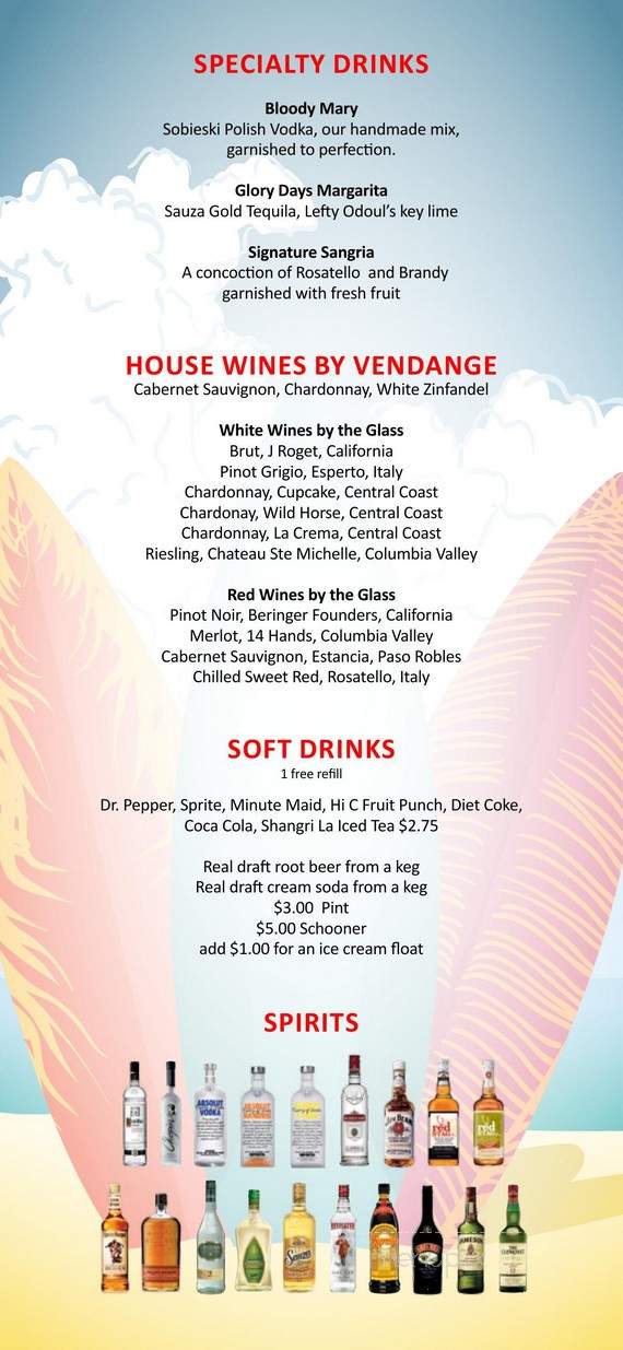 Glory Days Beachside Grill - Seal Beach, CA menu_pic