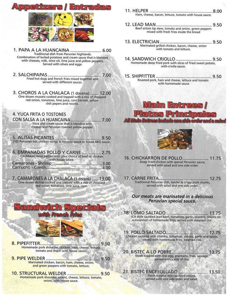 Ica Latin Sports Bar & Grill - Pascagoula, MS menu_pic