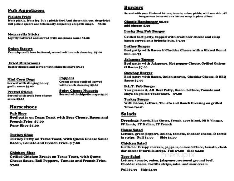 Lucky Dog Pub - Windsor, IL menu_pic