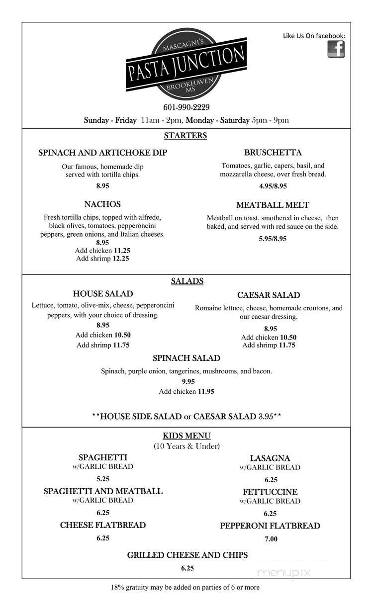 Pasta Junction - Brookhaven, MS menu_pic