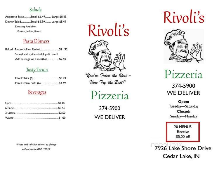 Rivoli's Pizzeria - Cedar Lake, IN