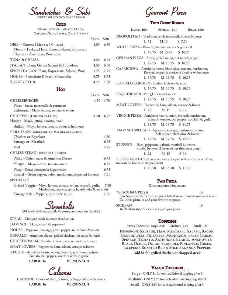 Da Vinci Italian Eatery - Mechanicsburg, PA menu_pic