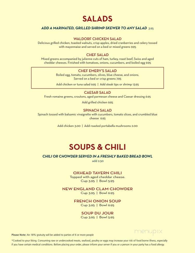 Oxhead Tavern - Sturbridge, MA menu_pic