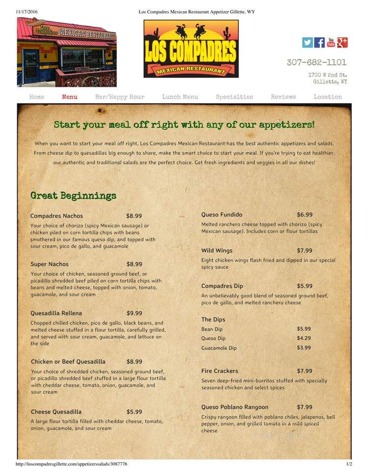 Los Compadres - Gillette, WY menu_pic