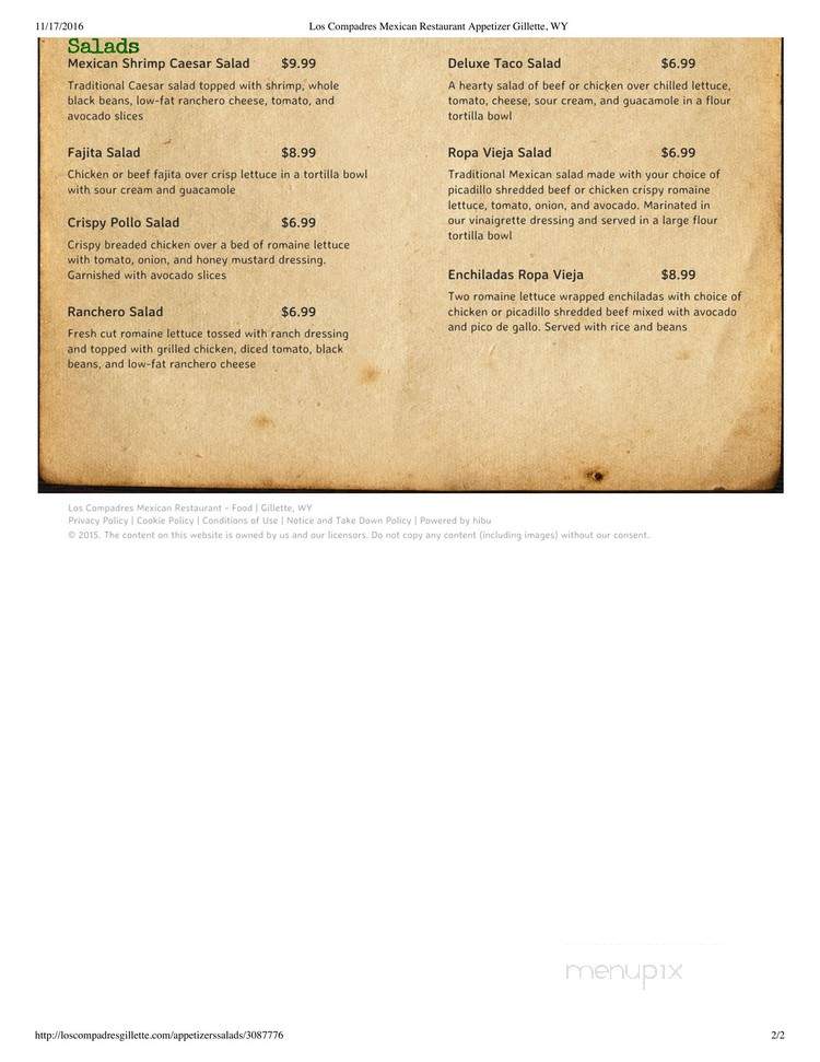 Los Compadres - Gillette, WY menu_pic