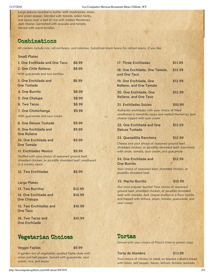 Los Compadres - Gillette, WY menu_pic