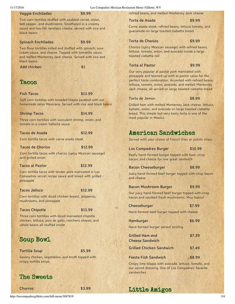 Los Compadres - Gillette, WY menu_pic