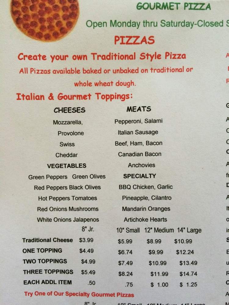 Pizza Chef Gourmet Pizza - Florence, AL menu_pic