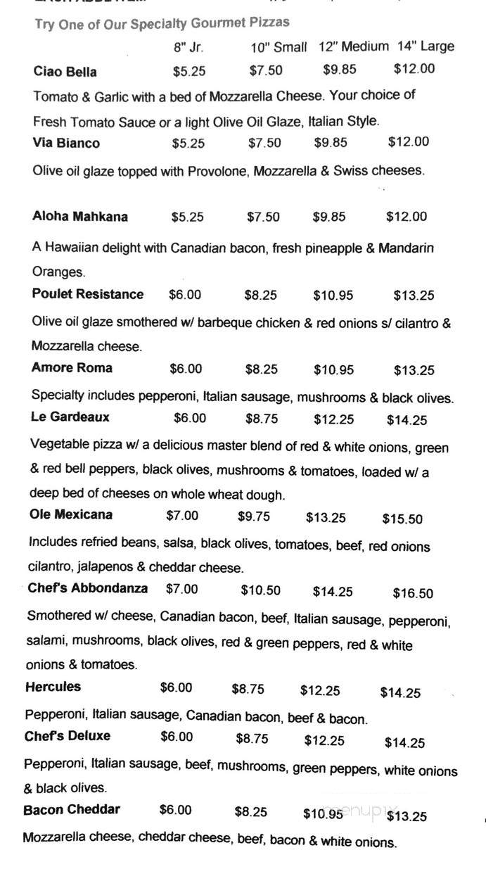 Pizza Chef Gourmet Pizza - Florence, AL menu_pic