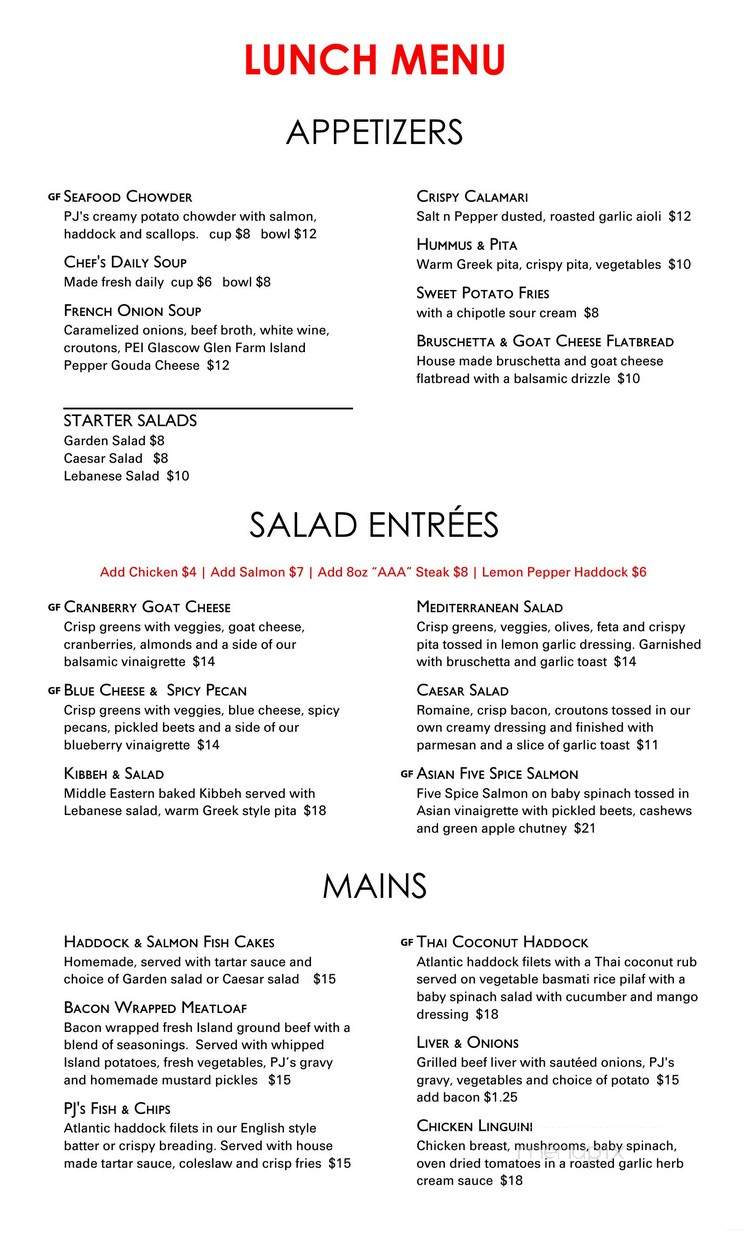 Papa Joe's - Charlottetown, PE menu_pic