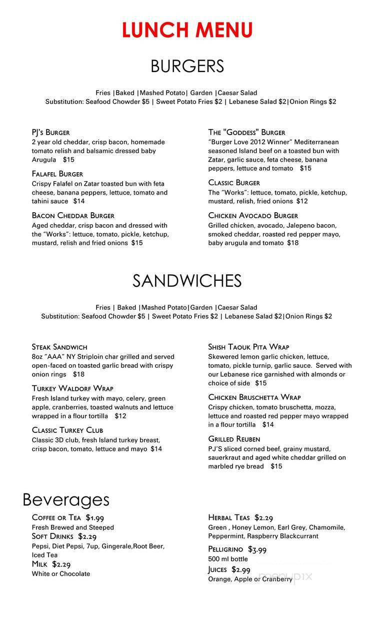 Papa Joe's - Charlottetown, PE menu_pic