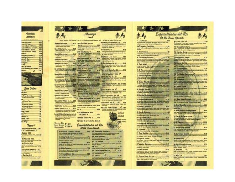 El Rio - Creedmoor, NC menu_pic