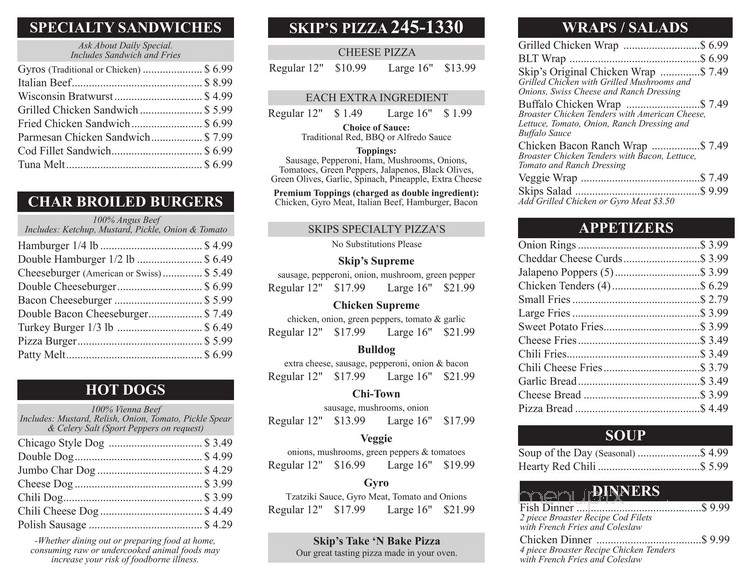 Skip's A' La Mode - Williams Bay, WI menu_pic