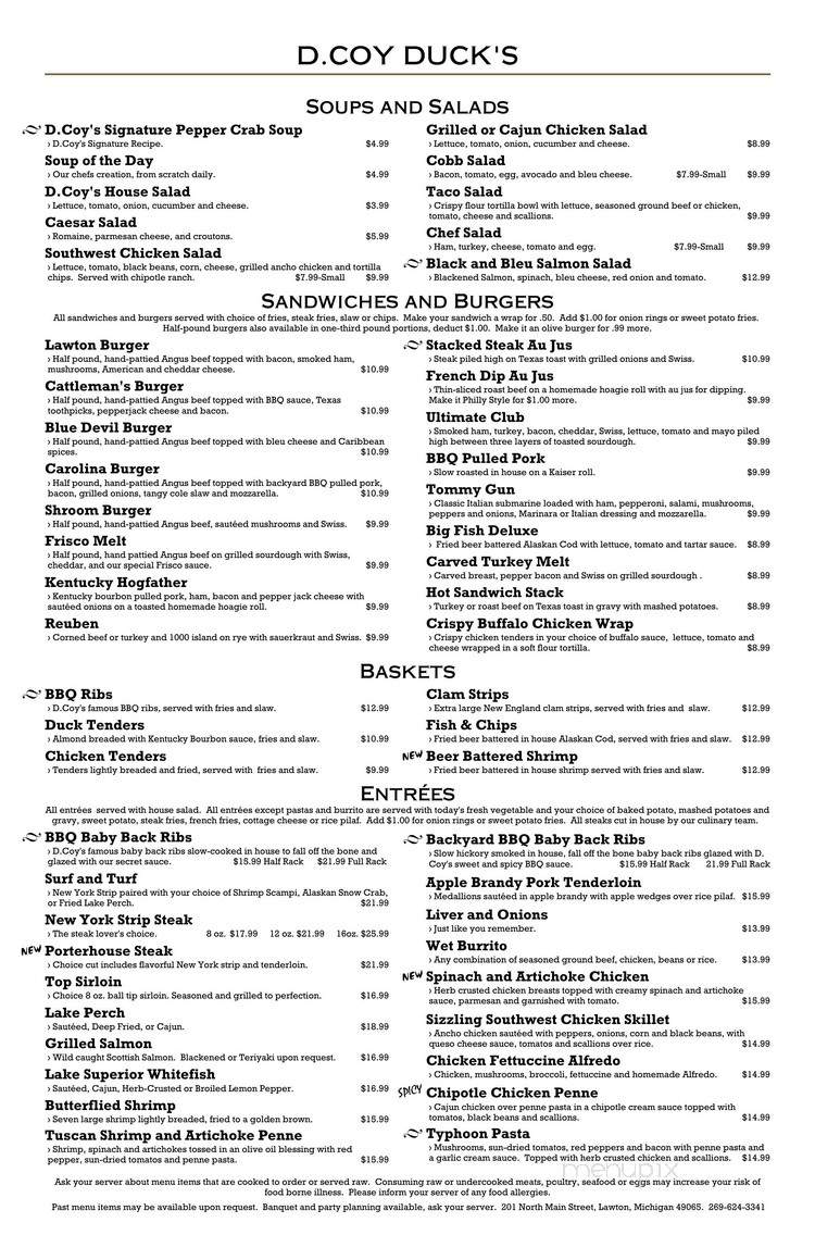 D Coy Duck's - Lawton, MI menu_pic