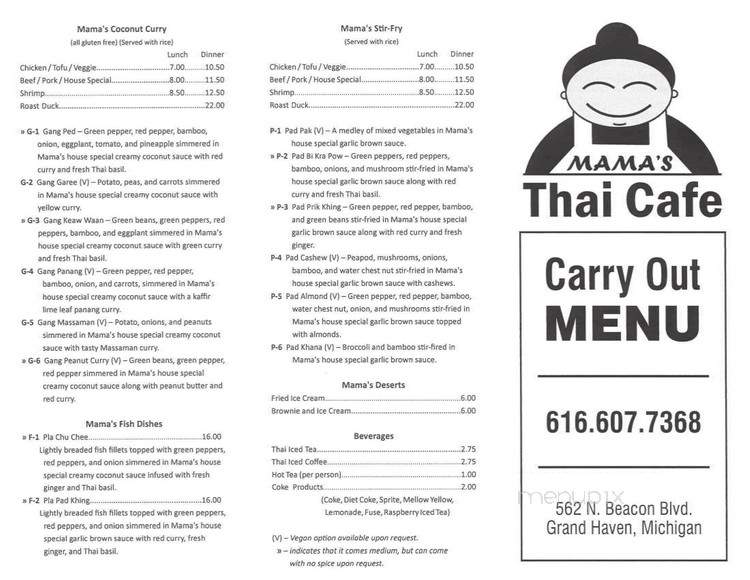 Mama's Thai Cafe - Grand Haven, MI menu_pic