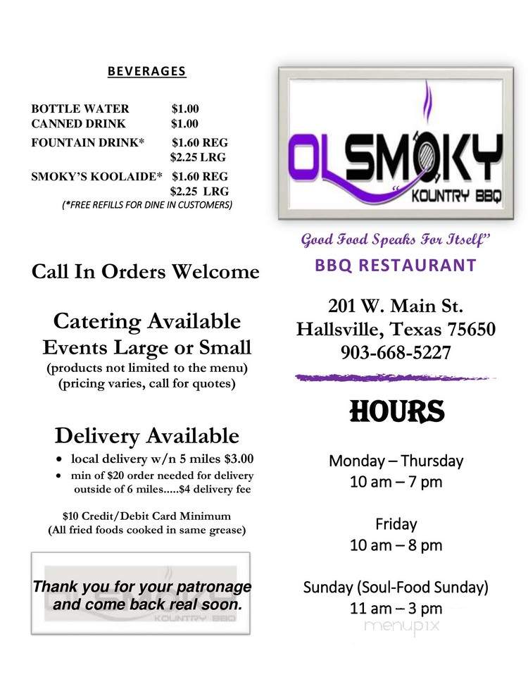 Ol Smoky Kountry BBQ - Hallsville, TX