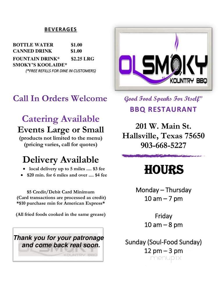 Ol Smoky Kountry BBQ - Hallsville, TX