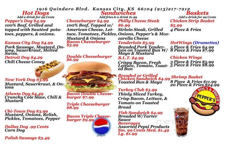 Pepper's Hot Dogs & Phillies - Kansas City, KS menu_pic