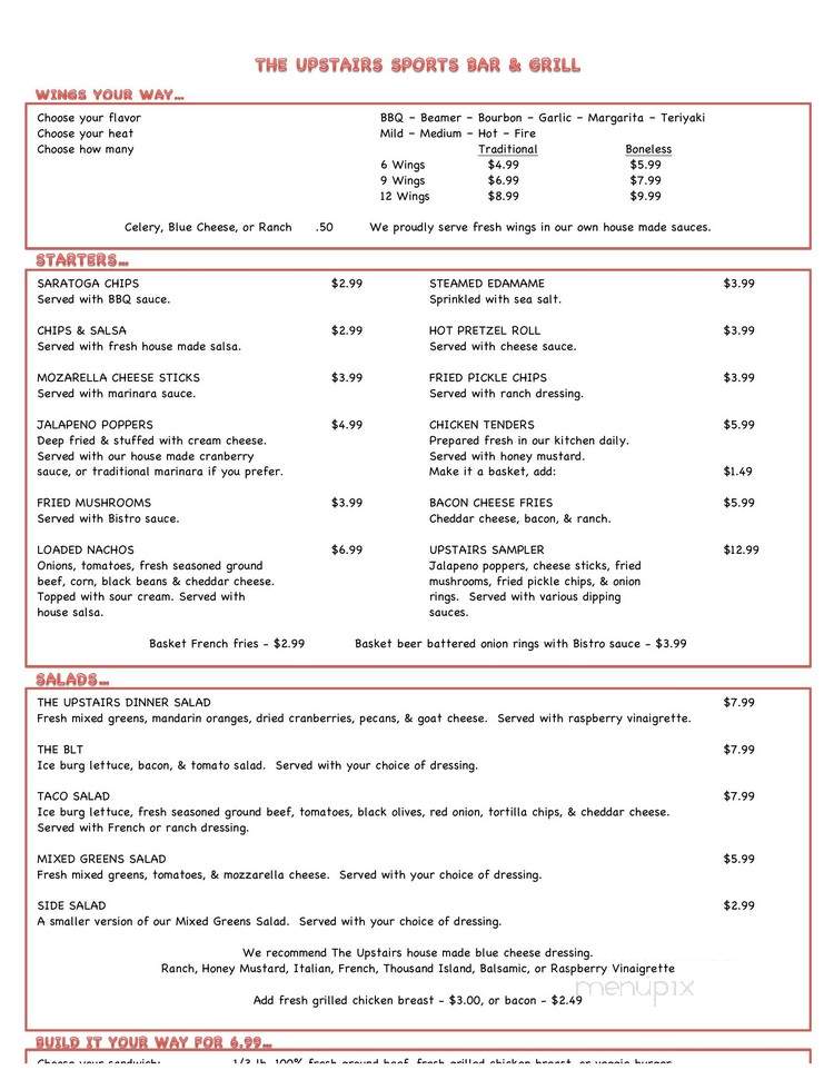 The Upstairs Sports Bar and Grill - Waynesville, OH menu_pic