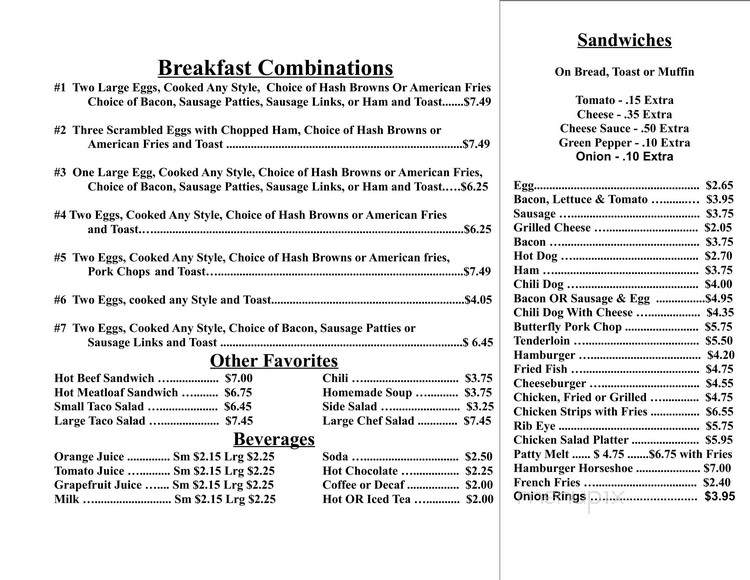 Pegi's Place - Morton, IL menu_pic