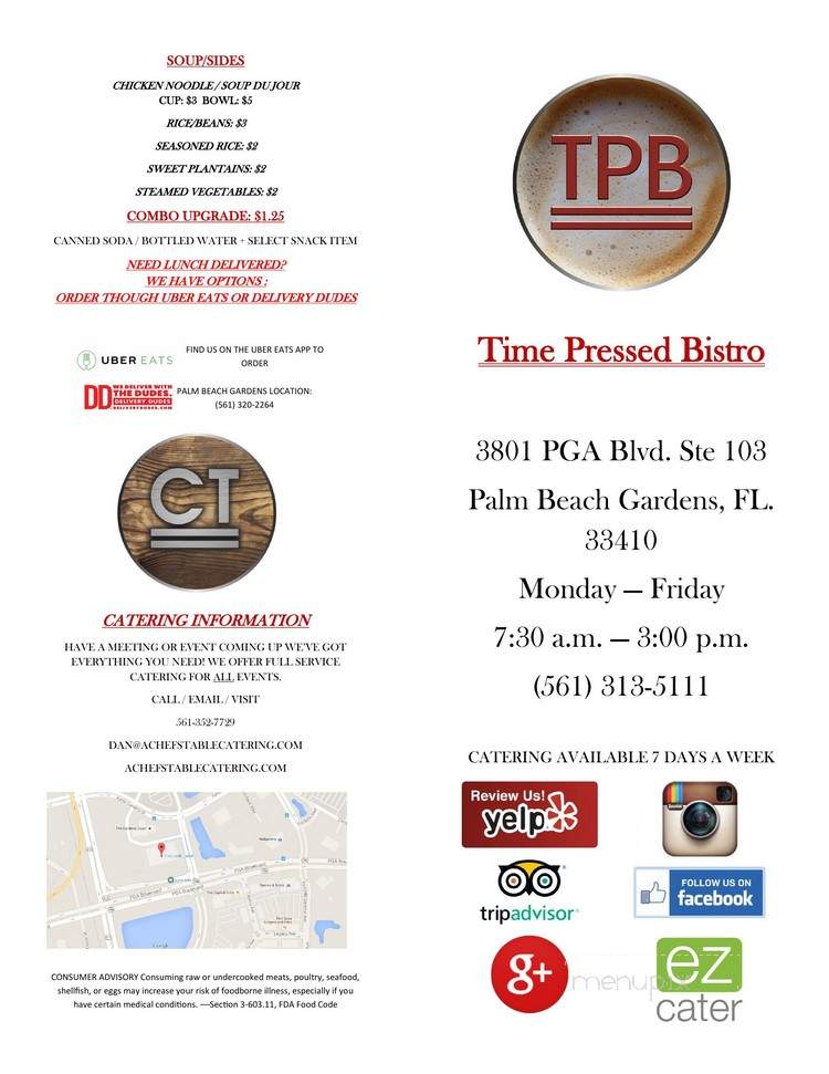 Time Pressed Bistro - Palm Beach Gardens, FL menu_pic