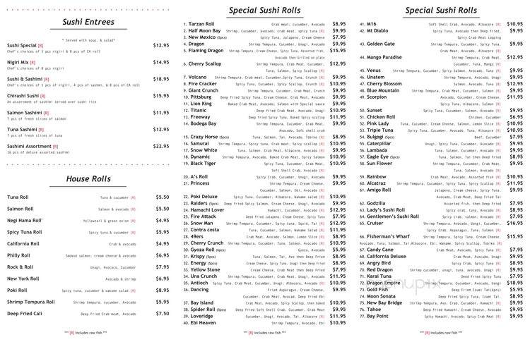 Samurai X Express - Pittsburg, CA menu_pic