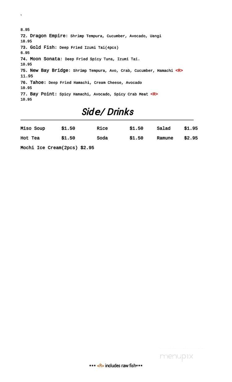 Samurai X Express - Pittsburg, CA menu_pic
